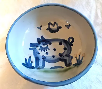 Vintage MA Hadley Stoneware Art Pottery  5.5   Cereal Soup Bowl Pig • $9