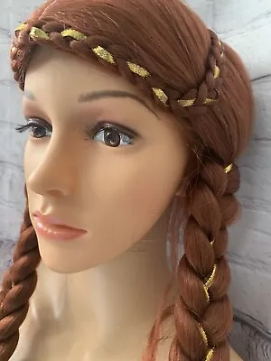 Renaissance Medieval Red  Braided Adult Wig Princess Queen New  One Size • $18