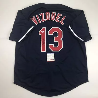 Autographed/Signed OMAR VIZQUEL Cleveland Blue Baseball Jersey PSA/DNA COA Auto • $99.99