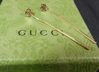 Gucci 18k GG Dangle Earrings - 2 1/2 Inches Long - 63mm With Box And Pouch • $1204.35