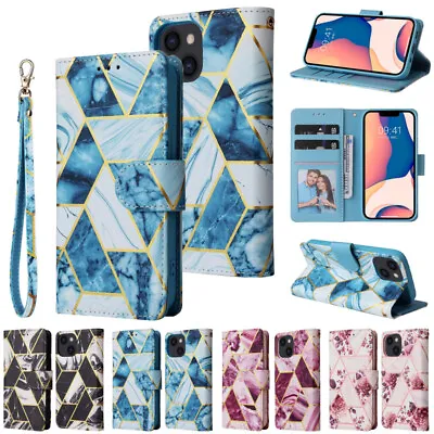 For IPhone 14 13 12 11 Pro Max XS X 8/7/6+ Marble Leather Wallet Flip Case Cover • $13.99