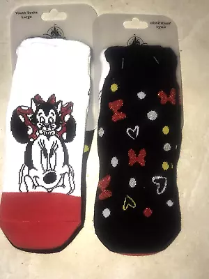 Disney Parks Minnie Mouse Ankle Socks 2 Pair Sz YOUTH Small  NWT • $9.95