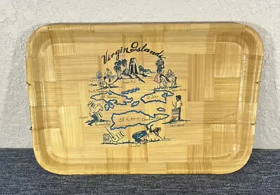 Vintage Virgin Islands Bamboo Tray With Wire Hanger 16” X 10.5” • $10.75