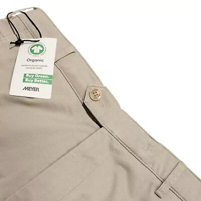 Meyer NWT Chinos / Casual Pants Size 50 34 US Bonn Solid Beige Cotton Blend • $202.49