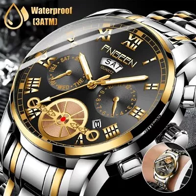 FNGEEN Waterproof Men Watch Quartz Stainless Steel Business Luminous Wristwatch • $22