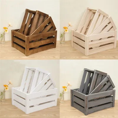 £25.95 • Buy Wooden Crate Shelve Basket Storage Box Display Shelves Christmas Wedding GiftBox