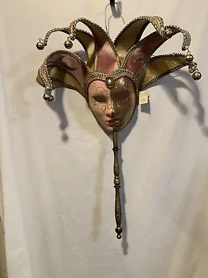 Vintage Authentic La Maschera Del Galeone Hand Painted Venetian Mask Italy 25” • $44