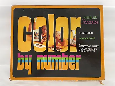 Vintage Venus Paradise Color By Number  School Days   3 Pictures & Sharpener Box • $39.99