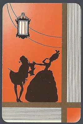 Vintage Playing Swap Cards  Silhouette Of Old World Couple Dancing • $2.90