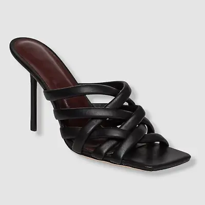 $395 Staud Women's Black Deepwater Woven Strappy Sandal Shoes Size 40 EU/10 US • $126.78