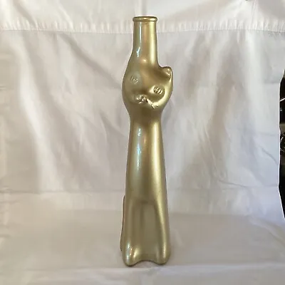 Mosseland ~ Gold Frosted Glass ~ Cat Wine Bottle Empty ~ 2014 Mosel • $19.90