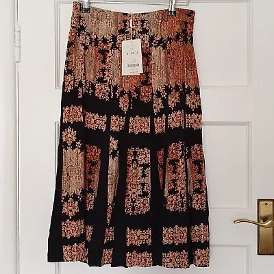 Monsoon Skirt 8 Lined Viscose BNWT Black Rust Boho Hippy  • £25