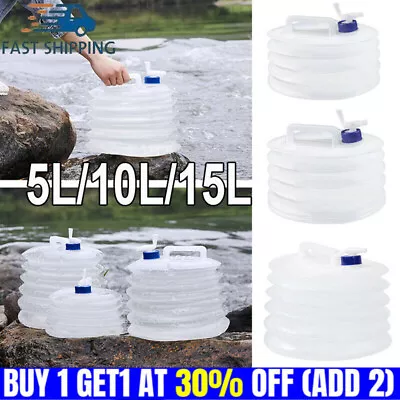 5-15L Collapsible Water Container With Tap Portable Water Storage For Hiking • £6.99