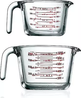 2Pieces Measuring Cups Premium Heat Resistant Borosilicate Glass Measuring • $28.80