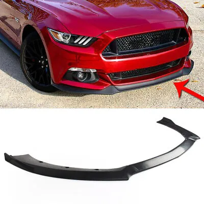 Matte Black Front Bumper Lip Chin Spoiler Wing Body Kit For Ford Mustang 2015-17 • $58.23