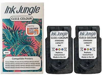 £28.95 • Buy 2x CL511 Colour Ink Cartridges For Canon IP2700 IP2702 MP230 MP235 MP240 MP250