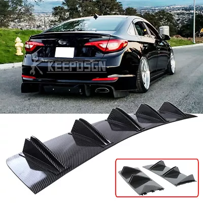 32  For Hyundai Sonata Elantra Carbon Rear Lip Bumper Diffuser Shark Fin Spoiler • $33.99