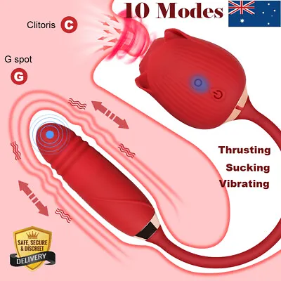 $46.95 • Buy Rose Thrusting Sucking Vibrator Sucker Dildo Clitoral Clit Stimulator Sex Toy AU