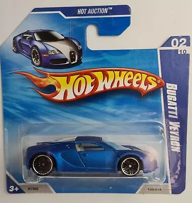 Hot Wheels 2010  Hot Auction 02/10 Blue Bugatti Veyron Short Card 1:64   • $250