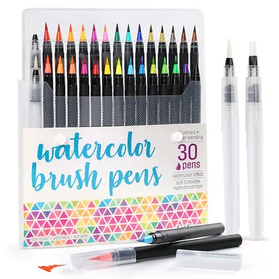 $14.99 • Buy 30PCS Watercolor Paint Brush Pens Markers For Water Color Calligraphy Lettering