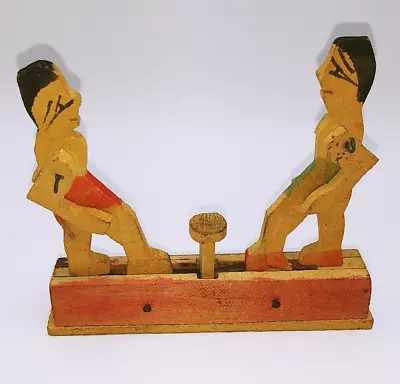 Vintage Handmade Wood Mexican Boxer Boxing Figures Toy 3.75 X4  • $39.99