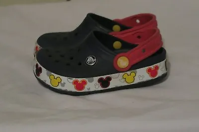 Crocs Disney Mickey Mouse Shoes Funlab Size 10 C Navy Blue Light Up (204994) • $28.50