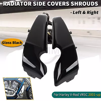 Vivid Black Radiator Side Covers Shrouds Fit For Harley V-Rod VRSC VRSCAW VRSCX • $82.98