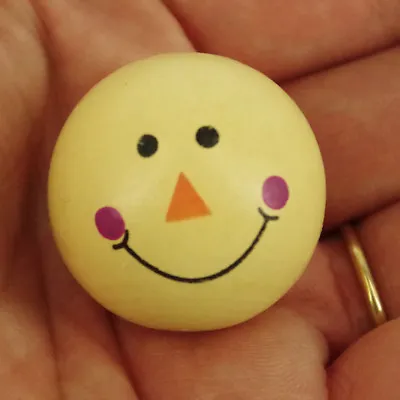 Pack 10  Wooden Smile Lemon Face Doll Head Beads 28 Mm Faces No Holes WH3 • £3.95