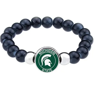 Michigan State Spartans Womens Mens Black Bead Chain Bracelet Gift D1 • $19.97