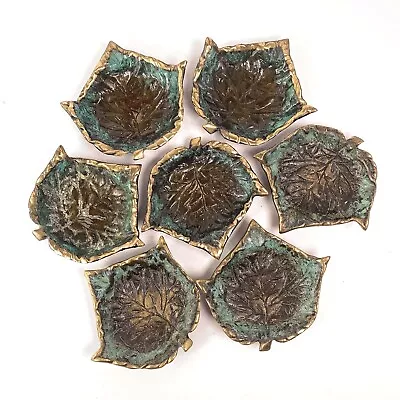 $20.63 • Buy Hakuli Israel - Set Of 7 Small Leaf Shaped Metal Nut Or Trinket Dishes - 3  Wide