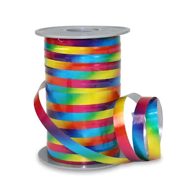 Rainbow Recycled Curling Ribbon 10mm X 200m Roll Or Cut Length. • £1.25