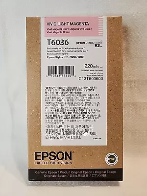 NEW GENUINE - EPSON T6036 VIVID LIGHT MAGENTA 220ml Ink Stylus 7800 9800 - 2023 • $99.99