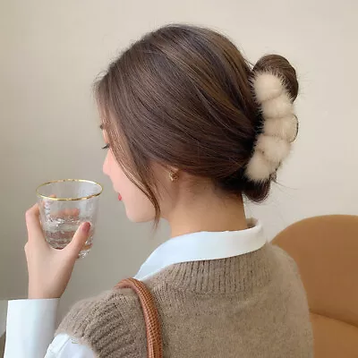 Women's Real Mink Fur Hair Clip Hairpin Bobby Pin Hair Claw Hairball Barrette • $12