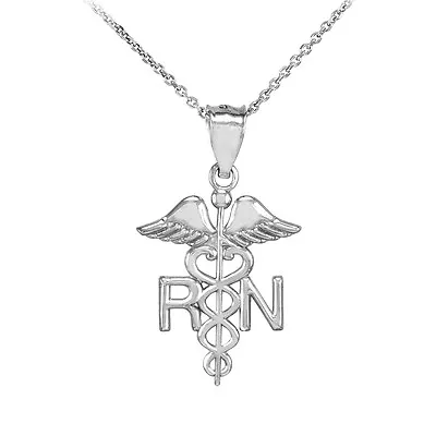 14k White Gold Medical RN Registered Nurse Pendant Necklace • $269.99