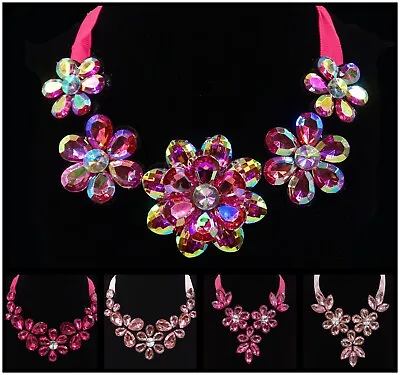 £3.99 • Buy Women Barbie Pink Chunky Plastic Flower Choker Statement Necklace  Jewellery