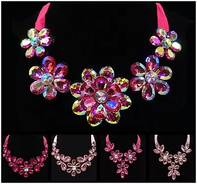 £3.99 • Buy Women Barbie Pink Chunky Plastic Flower Choker Statement Necklace  Jewellery