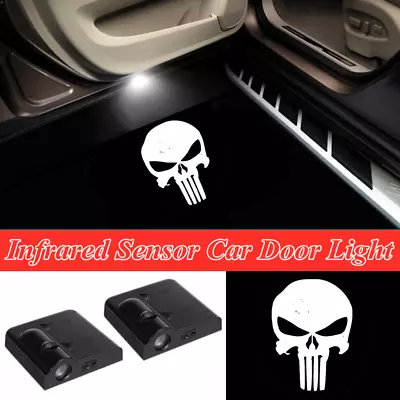 $18.99 • Buy 2Pcs White Punisher Skull Car Door Led Welcome Courtesy Projector Shadow Lights