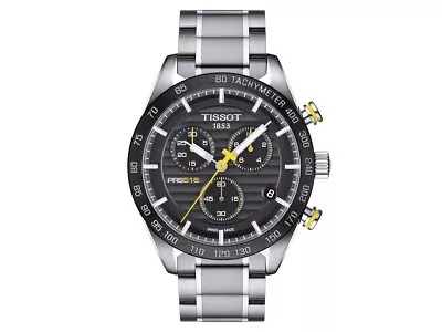 TISSOT PRS 516 Black Yellow Swiss Quartz Chrono Mens Watch T100.417.11.051.00 • $359.95