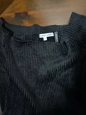 $45 • Buy Helmut Lang Black Rib Knit Sweater Top S Off Shoulder Cap Sleeve Italian Yarn