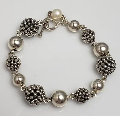 Michael Dawkins Sterling Silver Starry Night Pearl Beaded Toggle Bracelet 7.5  • $72.25