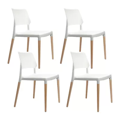 Artiss Dining Chairs White Stackable Set Of 4 • $176.24