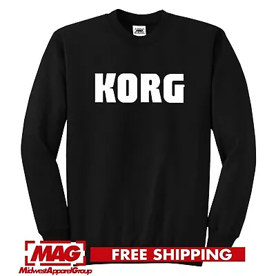 KORG BLACK CREWNECK Logo Black Sweatshirt Synthesizer Synth Edm Dj Music Produce • $29.99