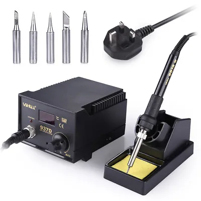 £36.99 • Buy YiHua 937D+ 45W ESD Soldering Station Solder Iron W/ 5 Tips Stand Kit 220V LED