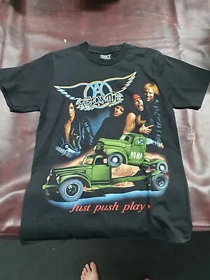 Aerosmith Just Push Play Small Black T-Shirt - Size S  • $18.95