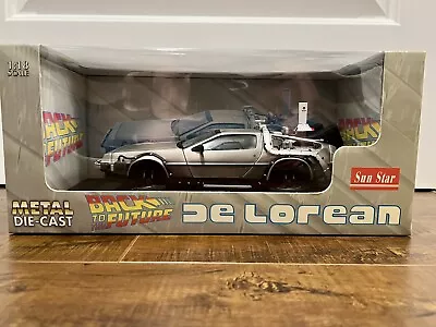 Sun Star DELOREAN Time Machine 1:18 Diecast Model Back To The Future New In Box • $115