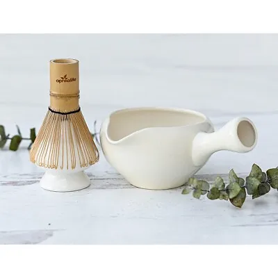 Ceramic Matcha Tea Set White Gift Set - Bowl Matcha Whisk Holder USA Seller • $53.99