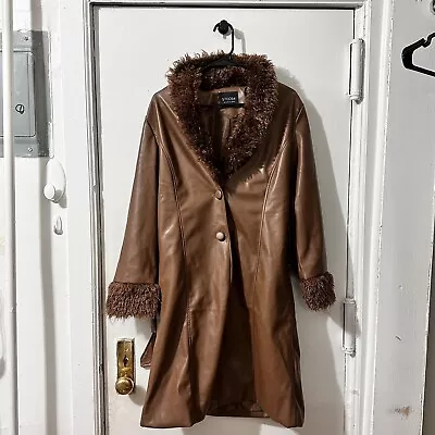 Stooge Vintage Fur Faux Leather Coat Jacket • $35