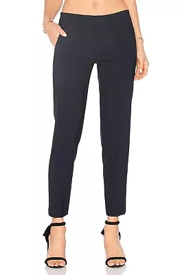 VINCE Navy Blue Side Strapping Stretch Wool Slim Straight Pants Sz 4 • $49