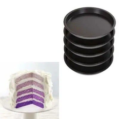 5 Tier 7  Round Metal Baking Tin Multi Layer Cake Set Wedding Birthday Non Stick • £9.99