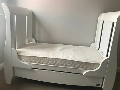 Tutti Bambini Katie  Sleigh Cot Bed With Under Bed Drawer - White • £160